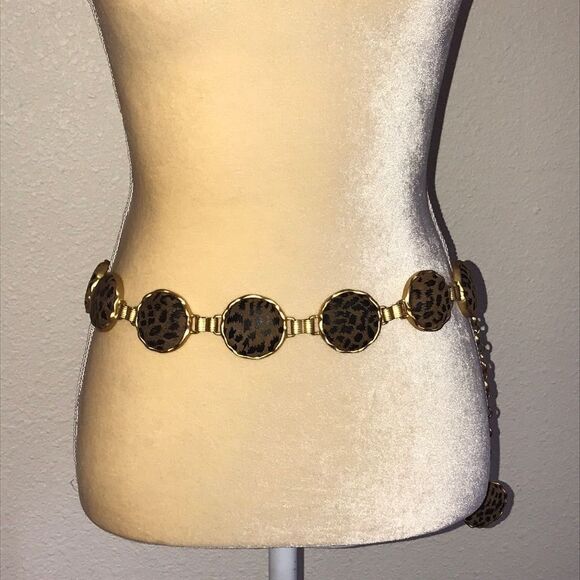 Vintage 80s Chain Faux Leopard Women Belt main image 14
